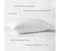 Soft 700 Fill Power Luxury White Duck Down Bed Pillow