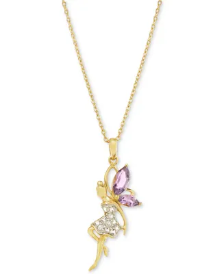 Pink Amethyst (5/8 ct. t.w.) & White Topaz (1/5 ct. t.w.) Fairy 18" Pendant Necklace in 14k Gold-Plated Sterling Silver