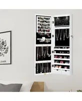 Wall Mount Mirrored Jewelry Cabinet Organizer Led Lights