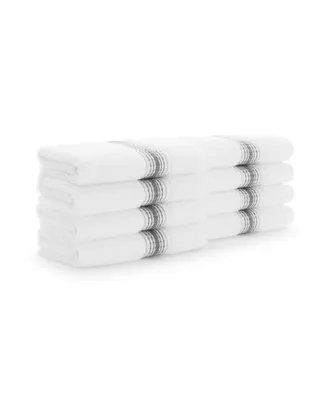 Aston and Arden White Turkish Luxury Striped Washcloths for Bathroom 600 Gsm, 13x13 in., 8-Pack , Super Soft Absorbent