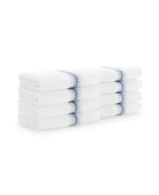 Aston and Arden White Turkish Luxury Striped Washcloths for Bathroom 600 Gsm, 13x13 in., 8-Pack , Super Soft Absorbent