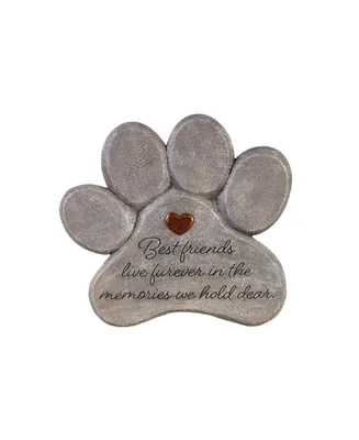 Evergreen 11" Paw Shaped Pet Memorial Garden Stone, Best Friends Live Forever