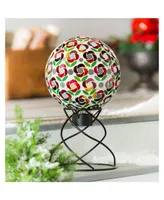 Evergreen 10" Mosaic Glass Gazing Ball, Poinsettia