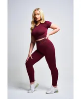 Women's Avira Panel recycled Seamless Legging - Burgundy