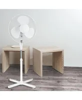 Optimus 16 in. Oscillating Stand Fan in White