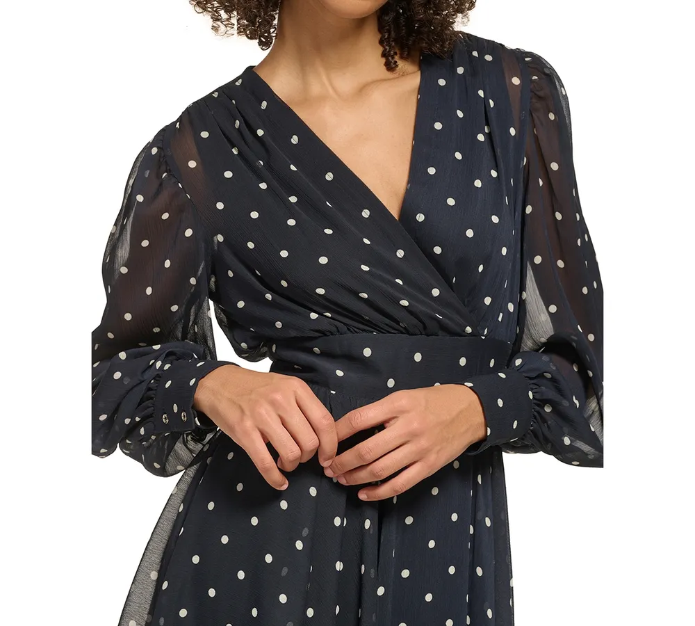 Tommy Hilfiger Petite Polka Dot Chiffon Fit & Flare Dress