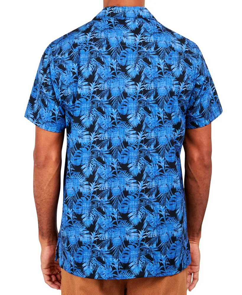 Society of Threads Men's Slim Fit Non-Iron Tropical Print Performance Stretch Camp Shirt