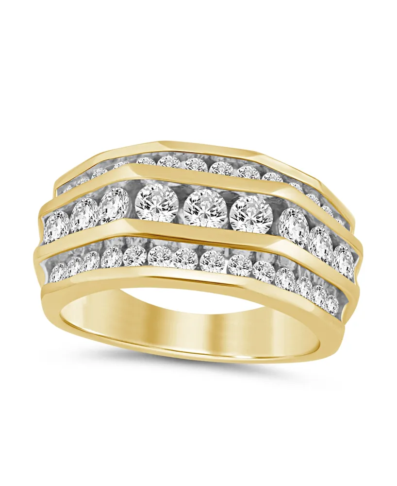 Men's Diamond Three Row Ring (2 ct. t.w.) in 10k Gold