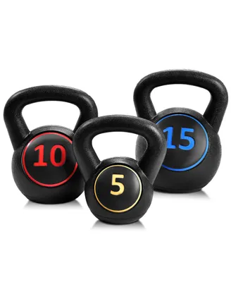 Costway 3-Piece Kettlebell Weights Set, Weight Available 5,10,15 lbs