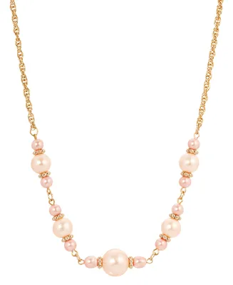 2028 Pink Imitation Pearl Beaded Necklace