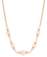 2028 Pink Imitation Pearl Beaded Necklace
