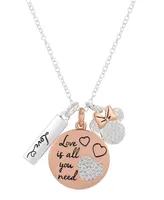 Disney Cubic Zirconia Minnie Mouse Charm Necklace (0.01 ct. t.w.) in 14K Rose Gold Flash Plated