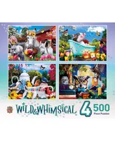 Masterpieces Wild & Whimsical - 500 Piece Jigsaw Puzzles 4 Pack