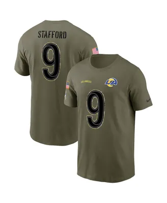 Men's Nike Matthew Stafford Olive Los Angeles Rams 2022 Salute To Service Name and Number T-shirt