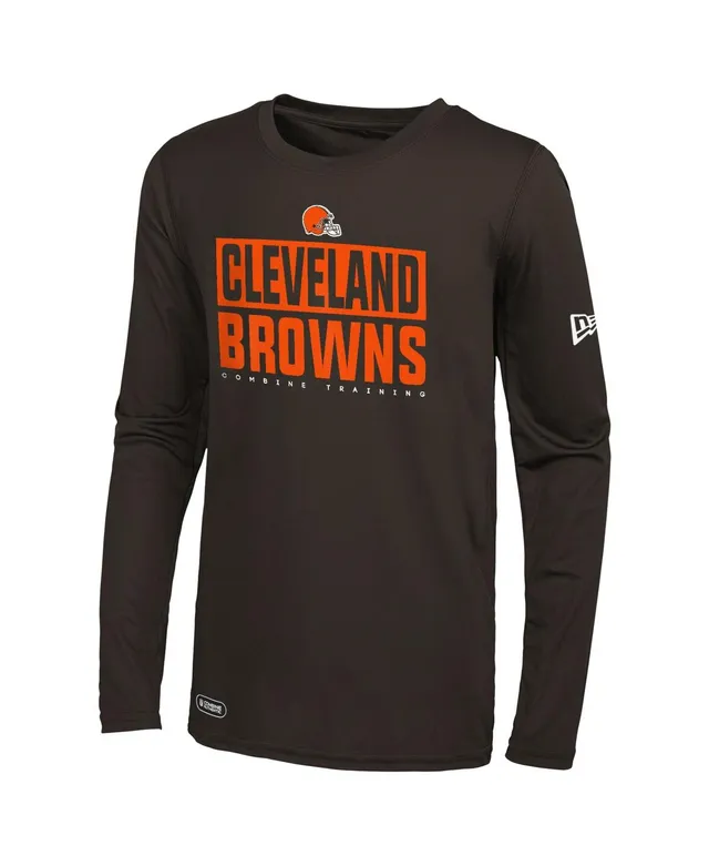 Men's New Era Brown Cleveland Browns Combine Authentic Offsides Long Sleeve  T-Shirt