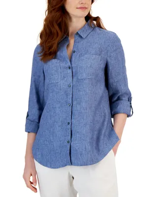 Charter Club Women's 100% Linen Shirt, Created for Macy's