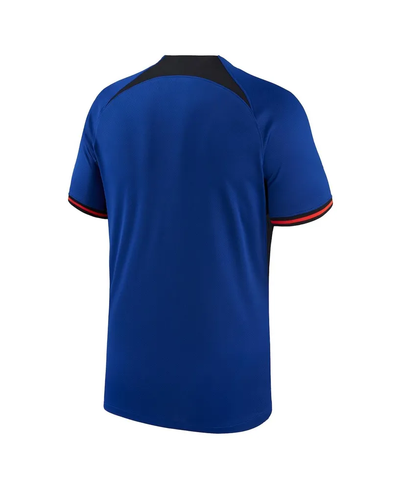 Men's Nike Blue Netherlands National Team 2022/23 Away Breathe Stadium Replica Blank Jersey