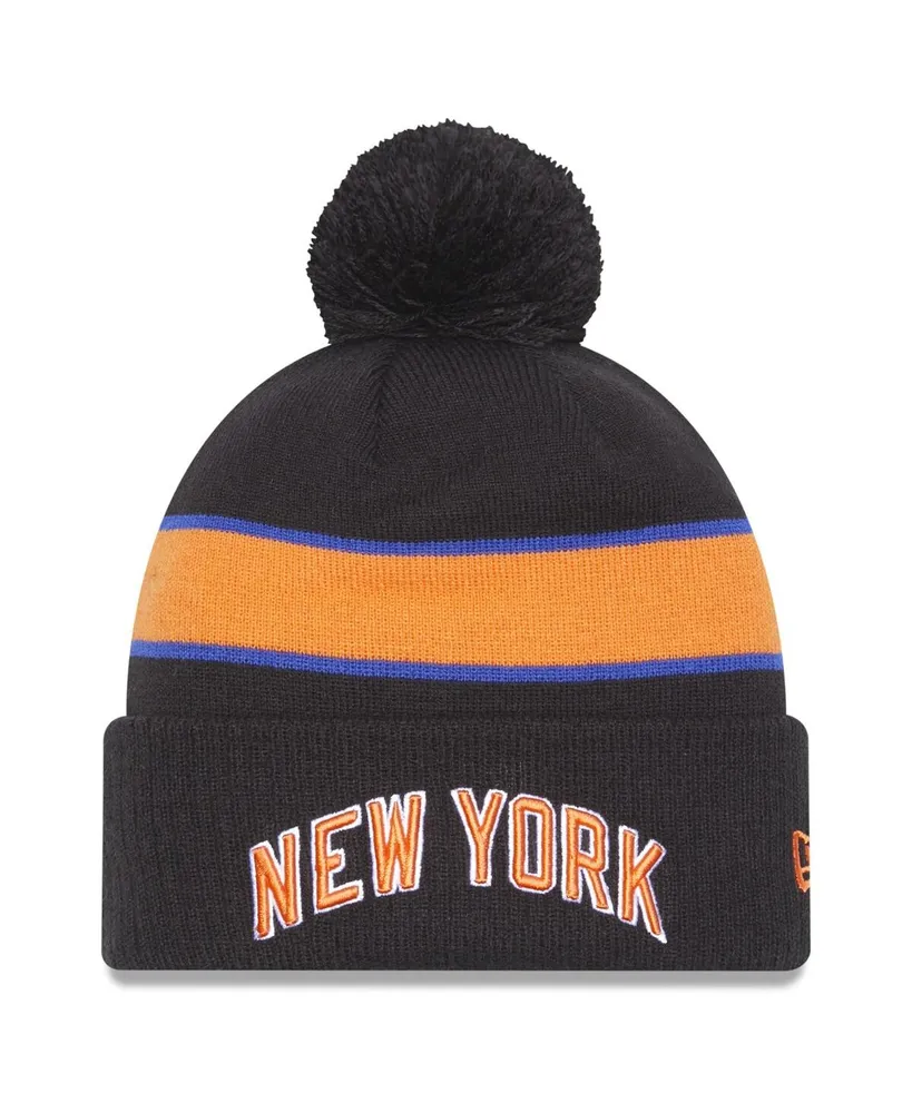 Men's New Era Gray New York Knicks 2022/23 City Edition Official Cuffed Pom Knit Hat