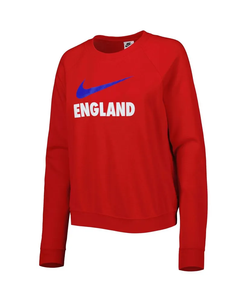 Women's Nike Red England National Team Lockup Varsity Raglan Pullover Sweatshirt