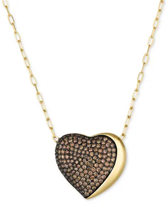 Le Vian Godiva x Le Vian Chocolate Diamond Pave Heart Pendant Necklace (2-3/8 ct. t.w.) in 14k Gold, 17" + 2" extender