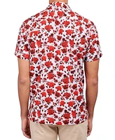 Society of Threads Men's Slim-Fit Non-Iron Performance Stretch Floral-Print Camp Shirt