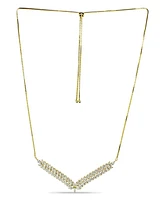 Macy's Marquise Stones Cubic Zirconia 2 Row V Frontal Adjustable Necklace (11.7 ct. t.w.) 18K Sterling Silver or