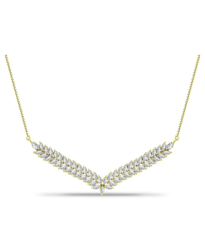 Macy's Marquise Stones Cubic Zirconia 2 Row V Frontal Adjustable Necklace (11.7 ct. t.w.) 18K Sterling Silver or