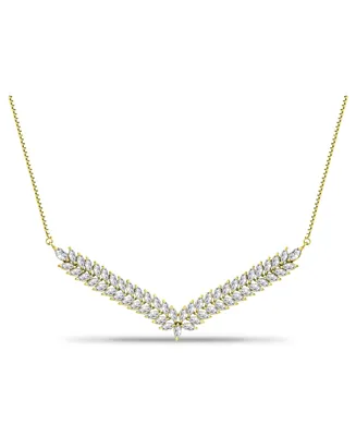 Macy's Marquise Stones Cubic Zirconia 2 Row V Frontal Adjustable Necklace (11.7 ct. t.w.) 18K Sterling Silver or