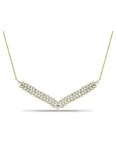 Macy's Marquise Stones Cubic Zirconia 2 Row V Frontal Adjustable Necklace (11.7 ct. t.w.) 18K Sterling Silver or