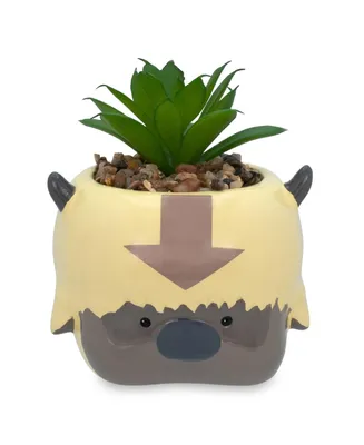 Silver Buffalo Avatar: The Last Airbender Appa 6-Inch Ceramic Planter With Artificial Succulent | Small Flower Pot, Faux Indoor Plant For Desk Shelf,