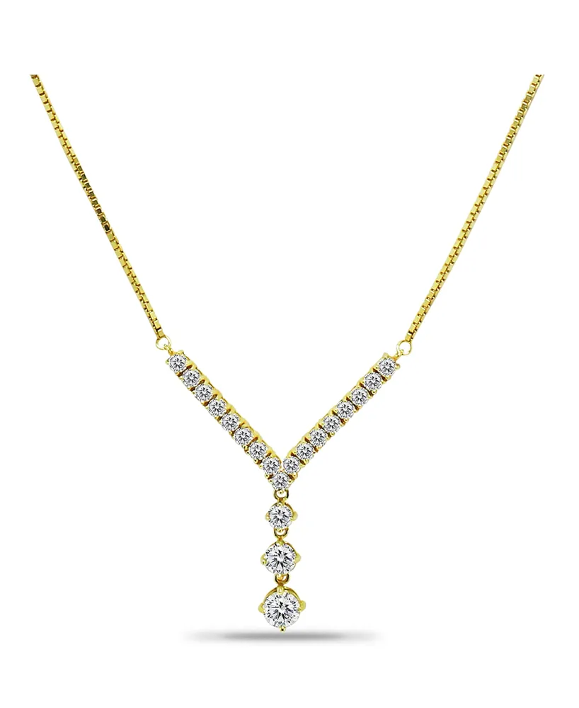 Macy's Cubic Zirconia 4, 5, 6 mm Graduated Drop Adjustable Necklace (5.5 ct. t.w.) 18K Sterling Silver or