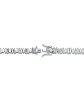 Genevive Sterling Silver Rhodium Plated Clear Cubic Zirconia Tennis Bracelet