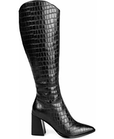 Journee Signature Women's Laila Block Heel Knee High Dress Boots