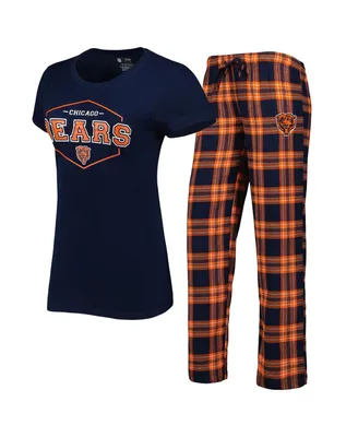 Women's Concepts Sport Navy, Orange Chicago Bears Badge T-shirt and Pants Sleep Set