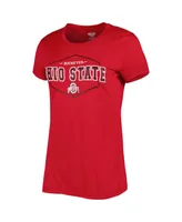 Women's Concepts Sport Scarlet, Black Ohio State Buckeyes Badge T-shirt and Flannel Pants Sleep Set