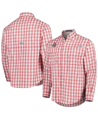 Men's Columbia Scarlet Ohio State Buckeyes Super Tamiami Omni-Wick Long Sleeve Button-Down Shirt
