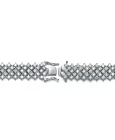 Genevive Elegant Sterling Silver Bracelet Adorned with Rows of Sparkling Cubic Zirconia Stones