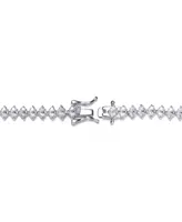 Genevive Sterling Silver Heart Shaped Clear Cubic Zirconia Tennis Bracelet