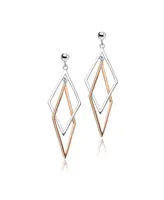 Genevive Stylish Sterling Silver Two-Tone Dangling Earrings