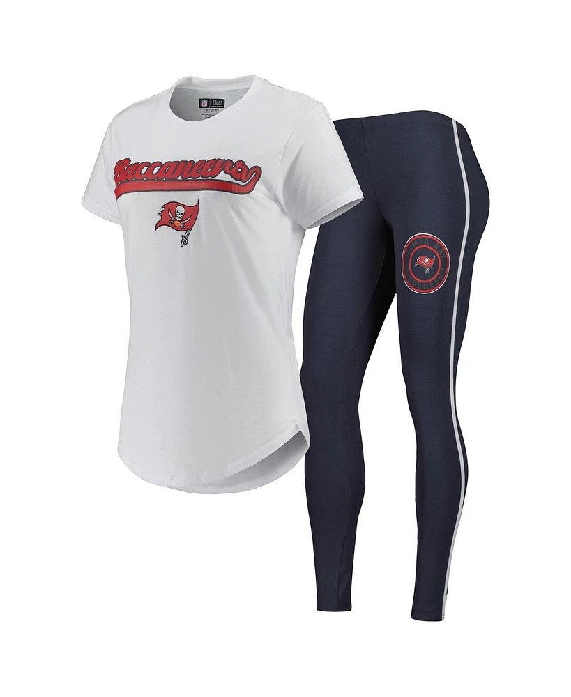 Women's Concepts Sport White, Charcoal Tampa Bay Buccaneers Sonata T-shirt and Leggings Sleep Set