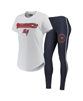 Women's Concepts Sport White, Charcoal Tampa Bay Buccaneers Sonata T-shirt and Leggings Sleep Set