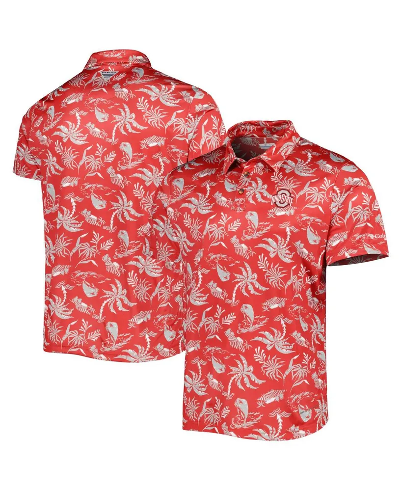 Men's Columbia Scarlet Ohio State Buckeyes Super Terminal Tackle Omni-Shade Polo Shirt