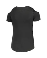 Big Girls 5th & Ocean by New Era Black Lafc Cold Shoulder T-shirt