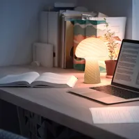 Brightech Mushroom Led Sleek Modern Glass Table Desk and Nightstand Lamp