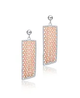 Genevive Stylish Sterling Silver Two-Tone Dangling Earrings