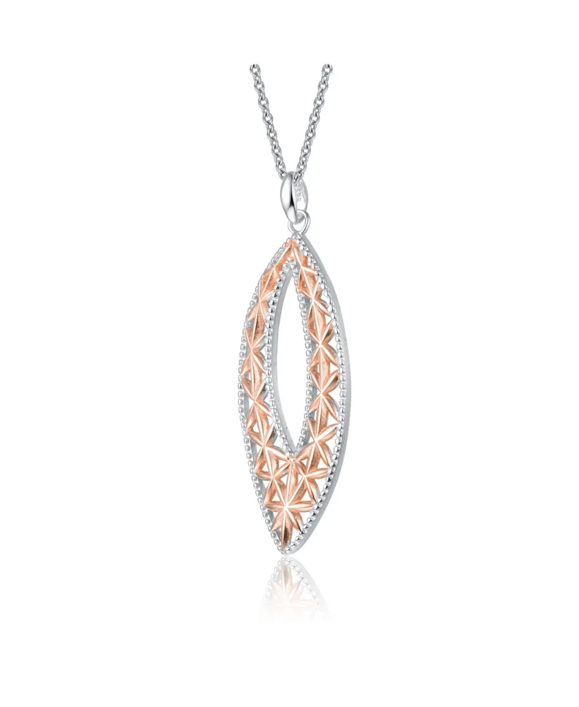 Genevive Elegant Sterling Silver Two-Tone Pendant Necklace