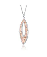 Genevive Elegant Sterling Silver Two-Tone Pendant Necklace