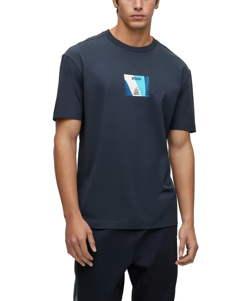 BOSS - Relaxed-fit T-shirt in stretch cotton with logo print