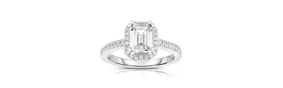 Genevive Sterling Silver Asscher-cut Cubic Zirconia Ring