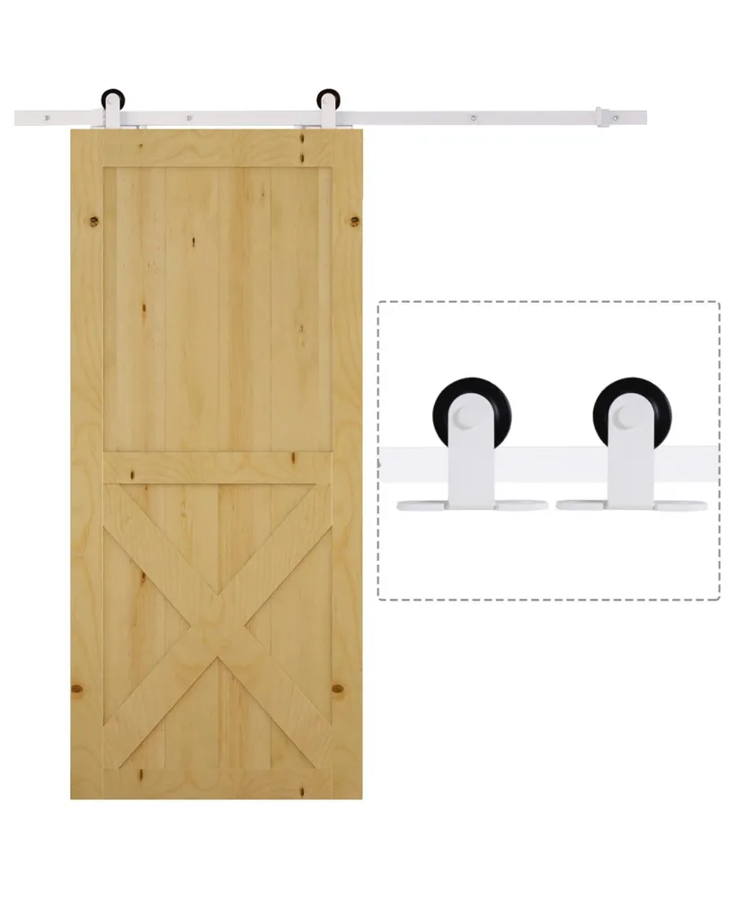 Homcom 6 Ft Modern Antique Style Sliding Barn Wood Door Hardware Closet Set